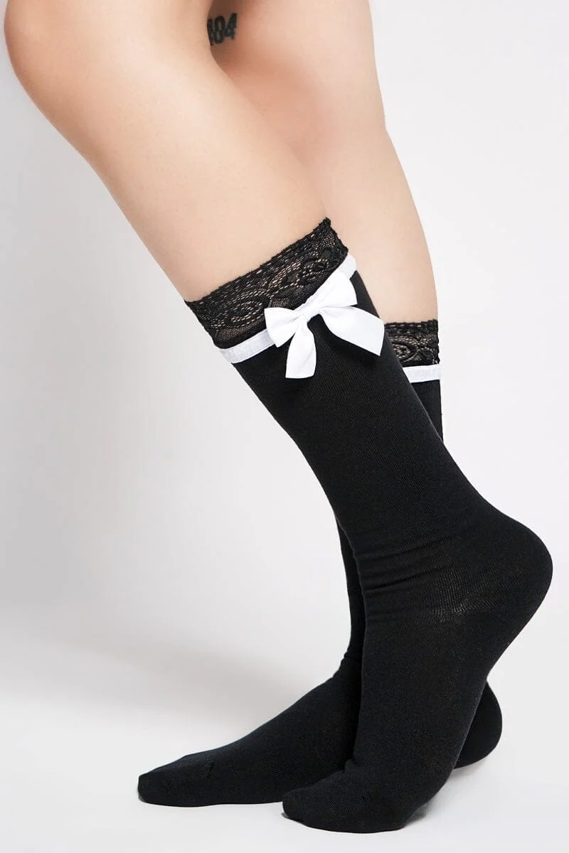 Lacey Trim Bow Socks - Image 3