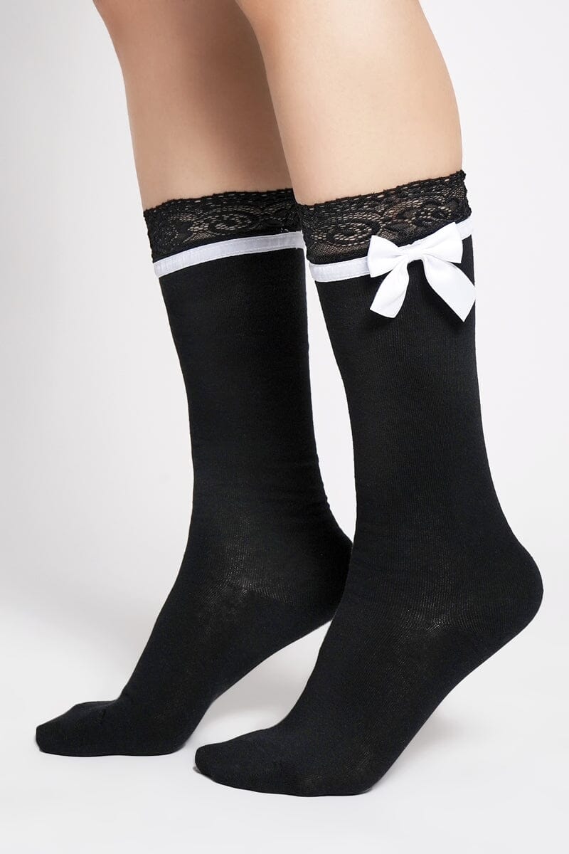 Lacey Trim Bow Socks - Image 4
