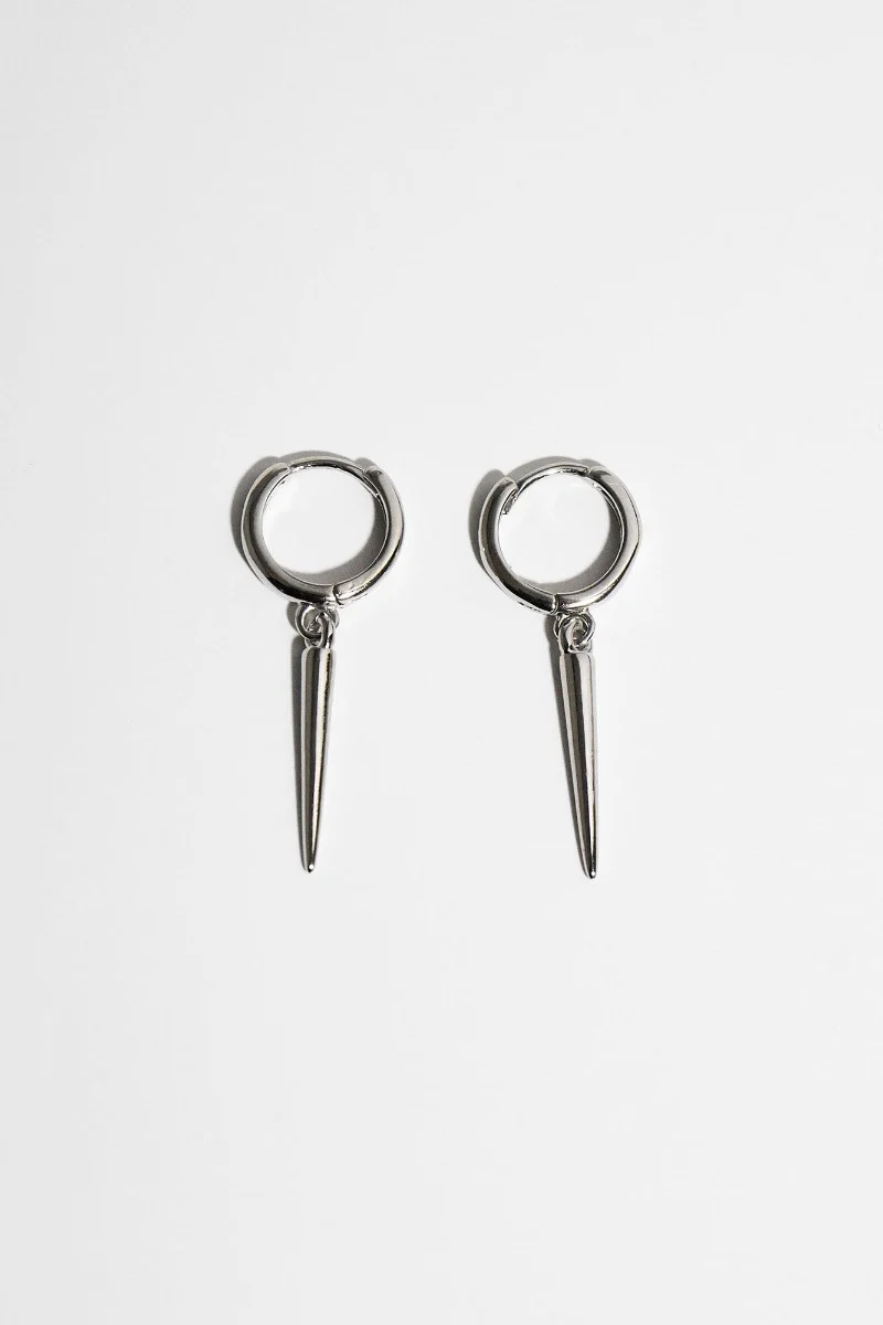 Spike Dagger Hoop Earrings | 925 Silver - Image 3